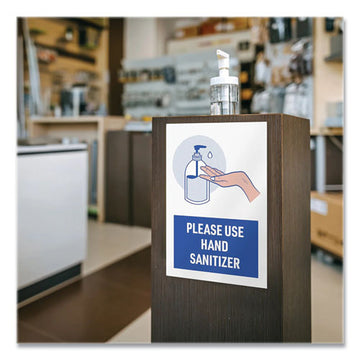 Avery® Preprinted Surface Safe Wall Decals, 7 X 10, Please Use Hand Sanitizer, White Face, Blue-gray Graphics, 5-pack freeshipping - TVN Wholesale